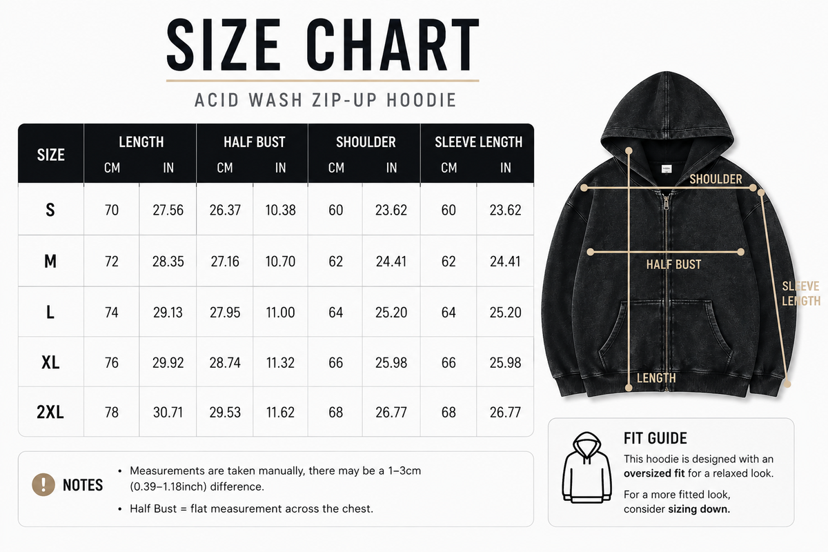 Lucrown™ Vintage Wash Double-Zip Hoodie