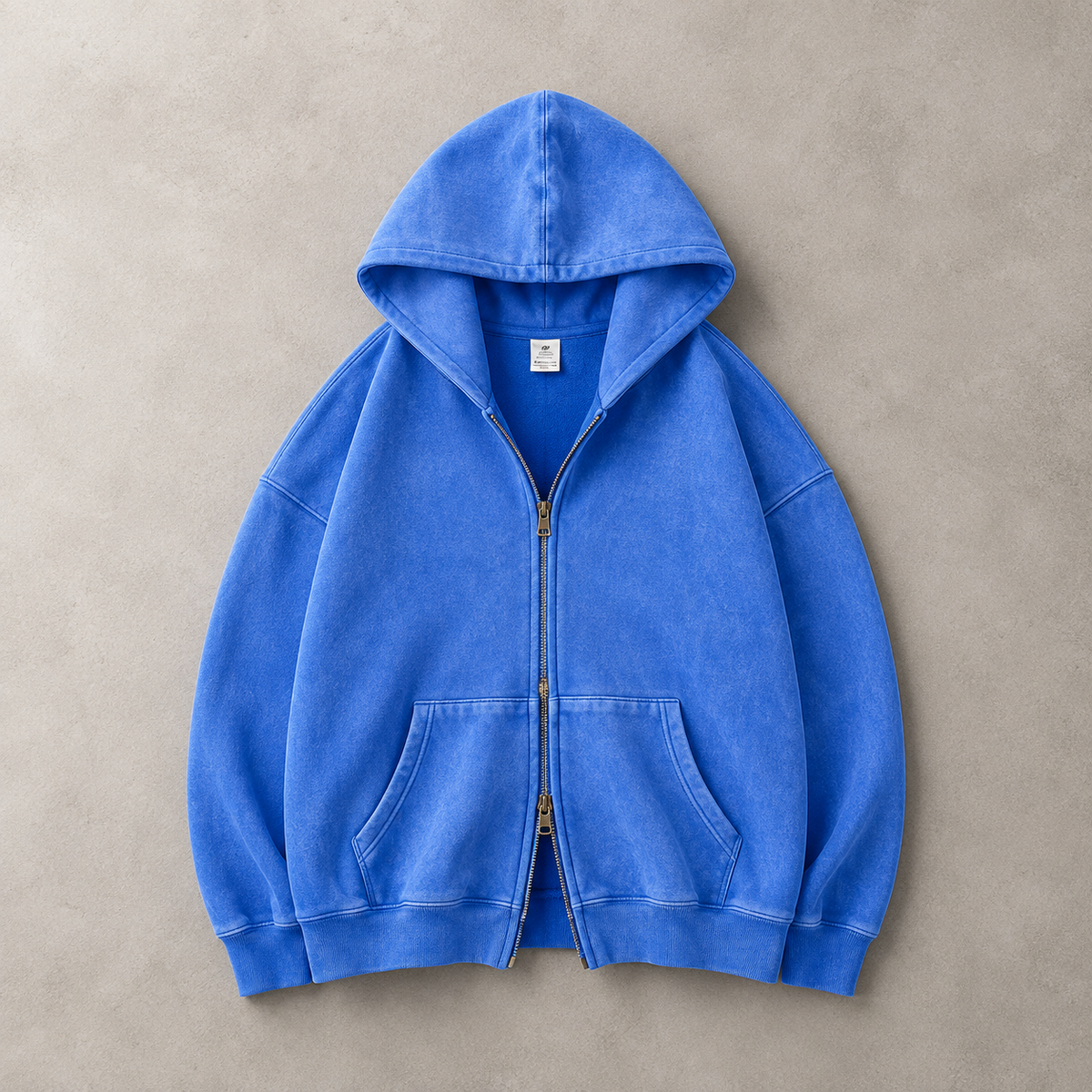 Lucrown™ Vintage Wash Double-Zip Hoodie