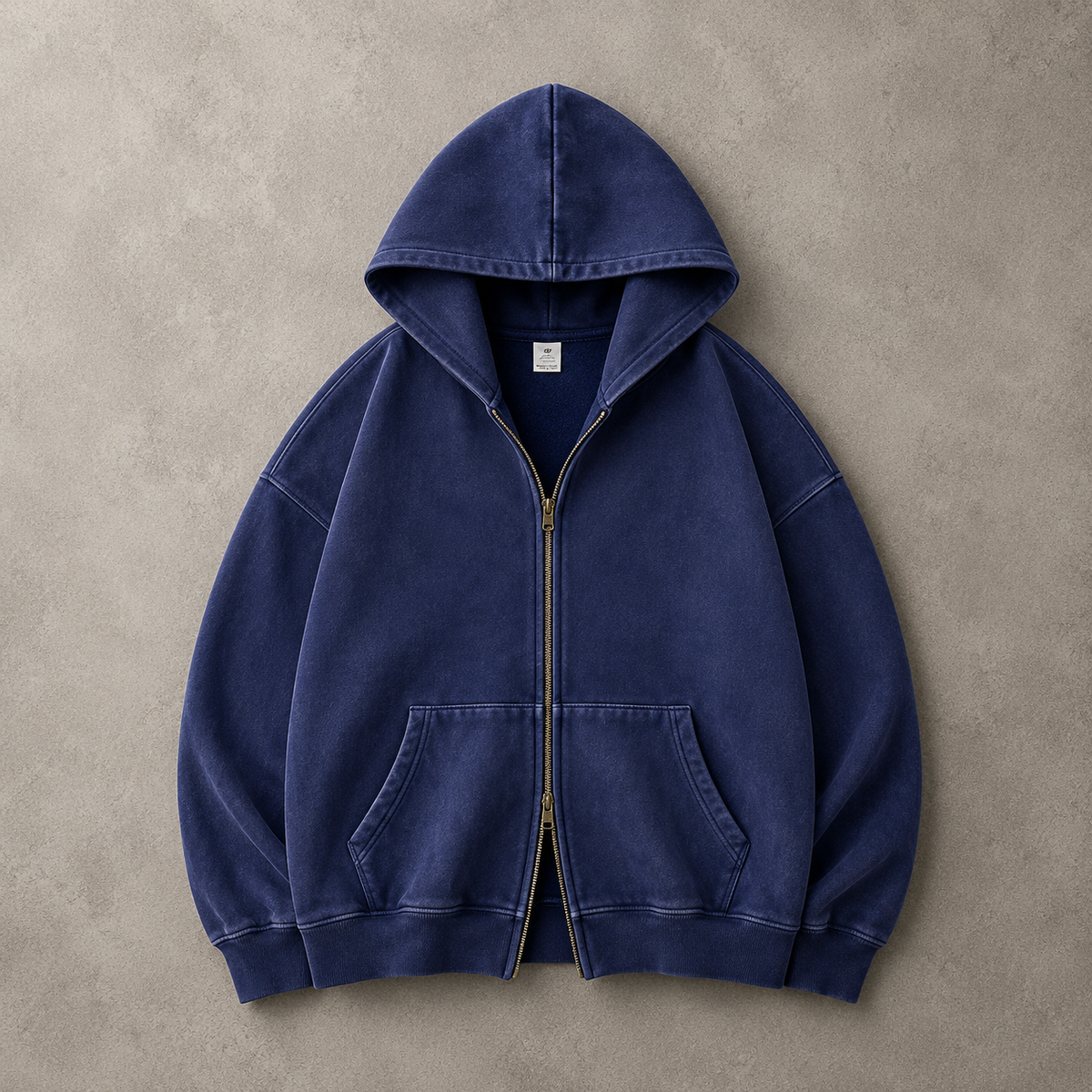 Lucrown™ Vintage Wash Double-Zip Hoodie