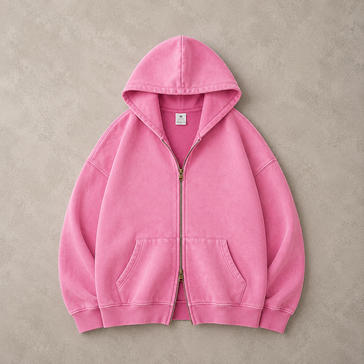 Lucrown™ Vintage Wash Double-Zip Hoodie