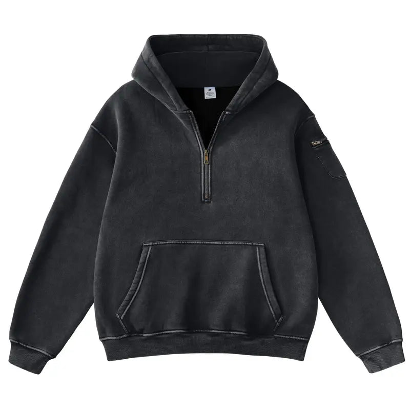 Lucrown™  Oversized Quarter-Zip Hoodie