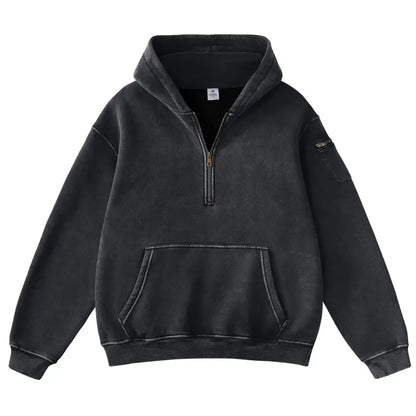 Lucrown™  Oversized Quarter-Zip Hoodie