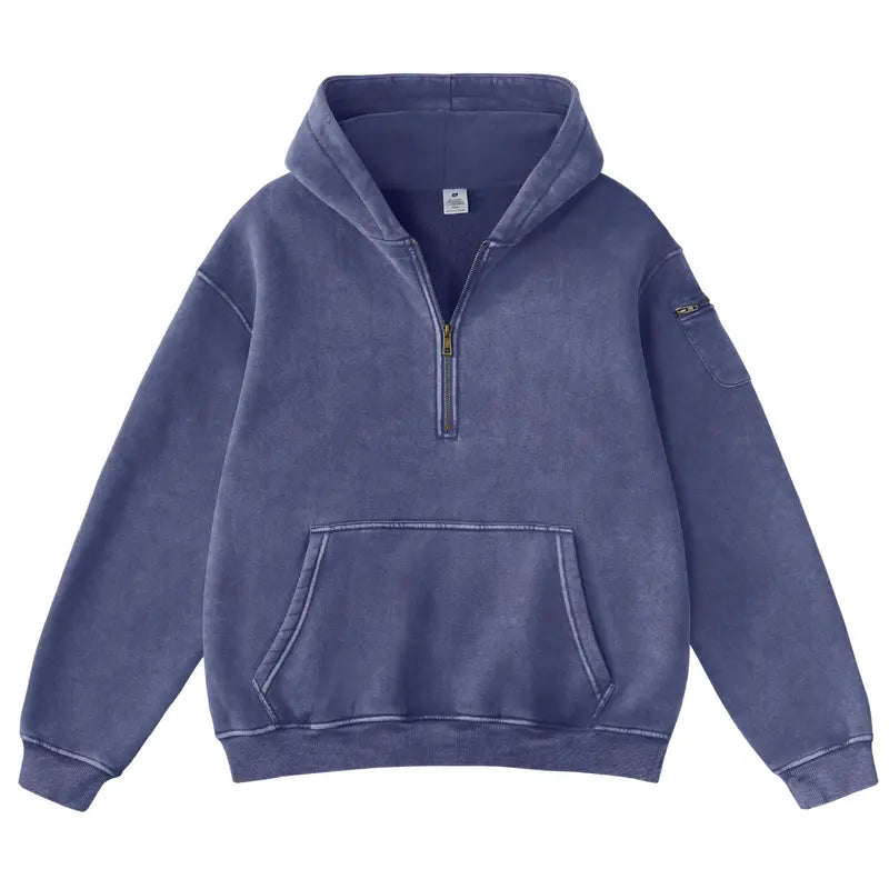 Lucrown™  Oversized Quarter-Zip Hoodie