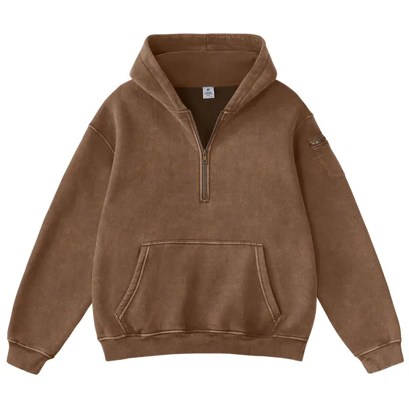 Lucrown™  Oversized Quarter-Zip Hoodie
