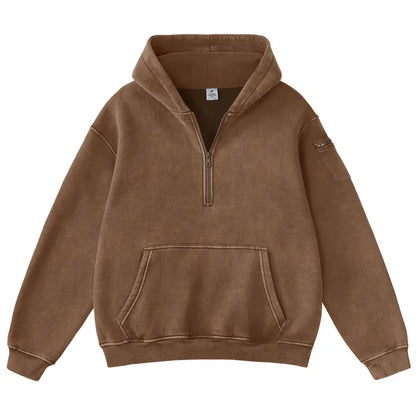 Lucrown™  Oversized Quarter-Zip Hoodie