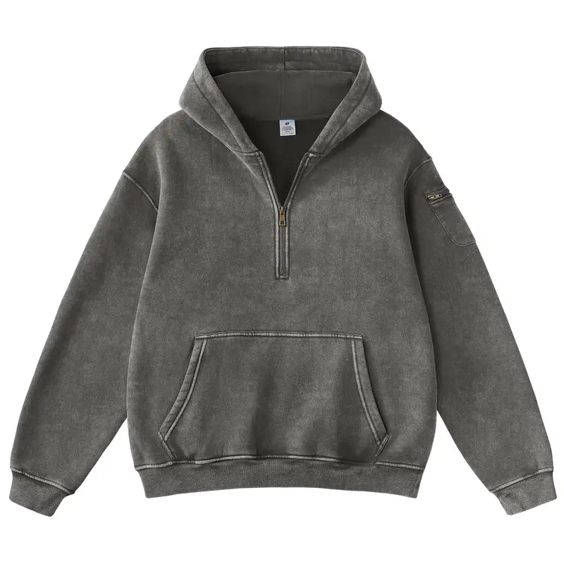 Lucrown™  Oversized Quarter-Zip Hoodie