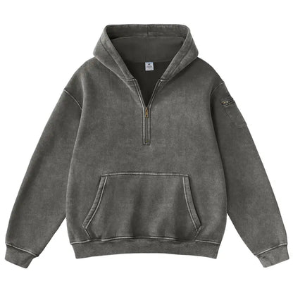 Lucrown™  Oversized Quarter-Zip Hoodie