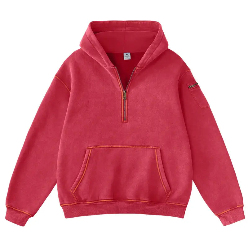 Lucrown™  Oversized Quarter-Zip Hoodie