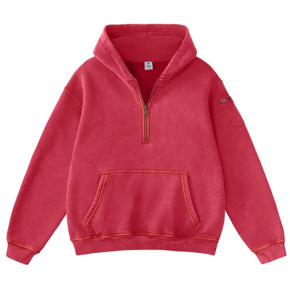 Lucrown™  Oversized Quarter-Zip Hoodie