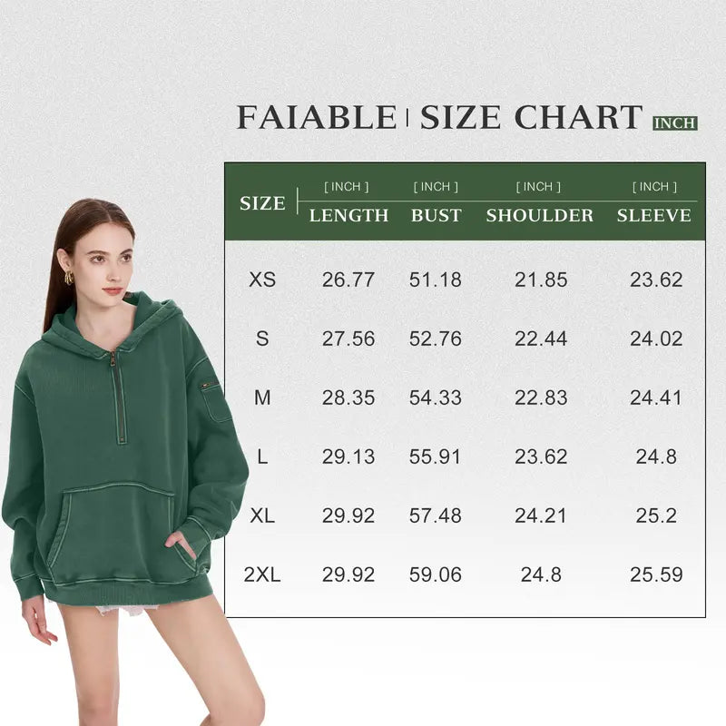 Lucrown™  Oversized Quarter-Zip Hoodie
