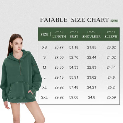 Lucrown™  Oversized Quarter-Zip Hoodie